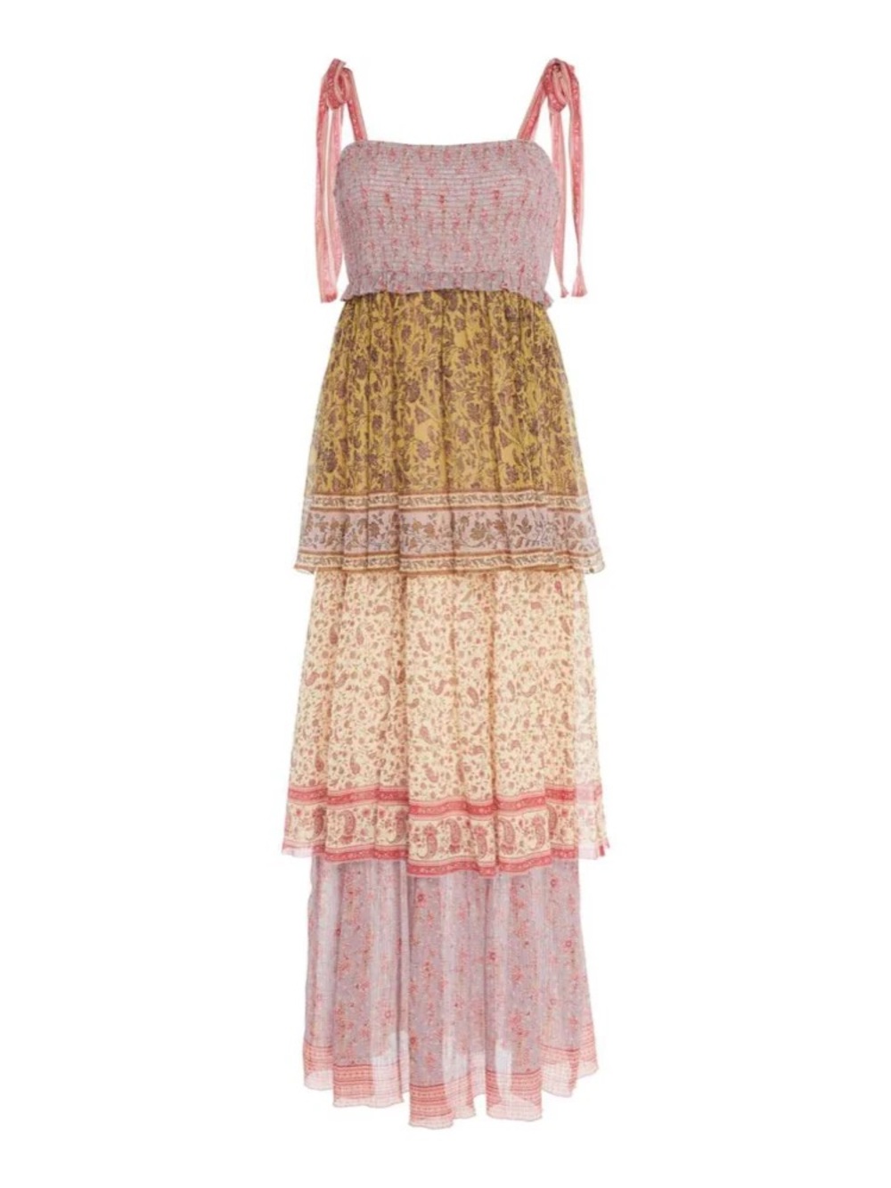 Zimmermann Juniper Tiered Printed Silk Maxi Dress Size 2